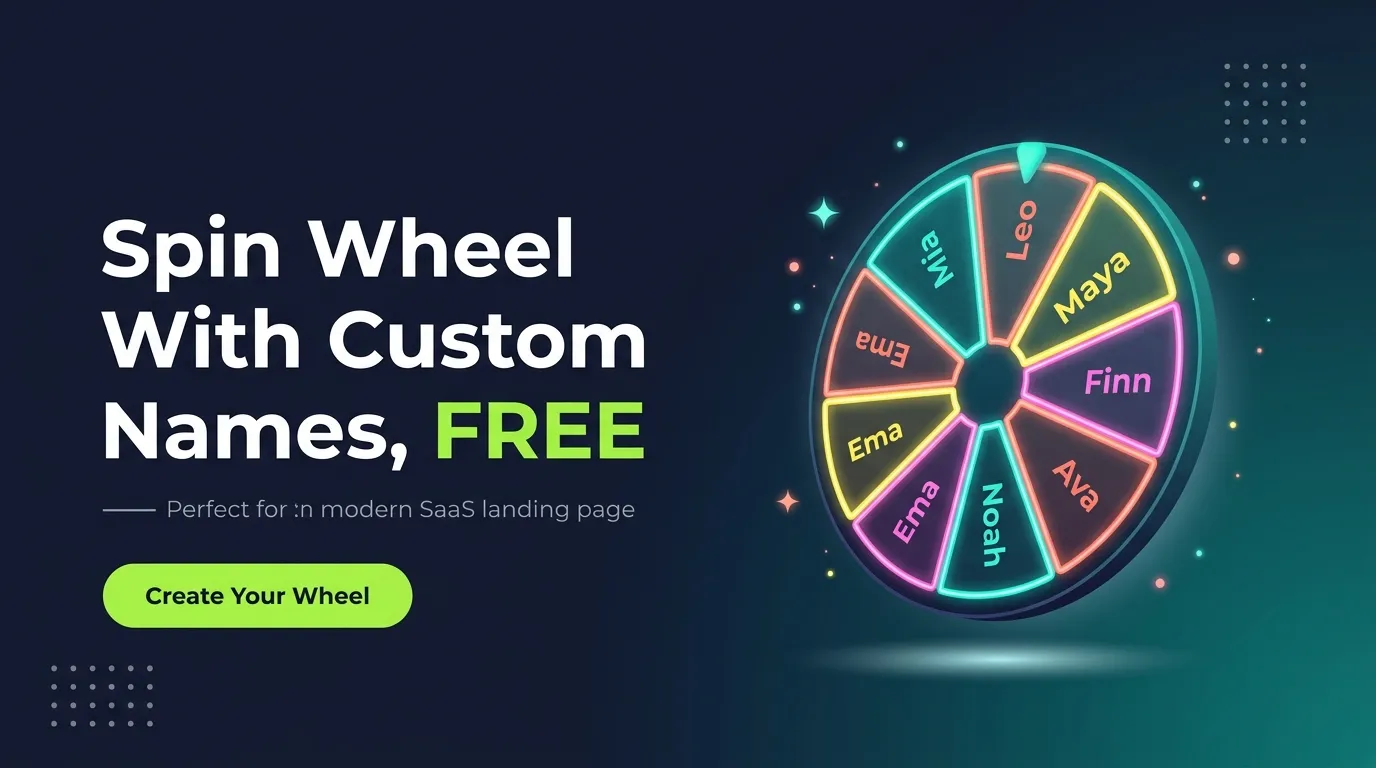 SpinWheelGen homepage hero – free spin wheel maker with custom names